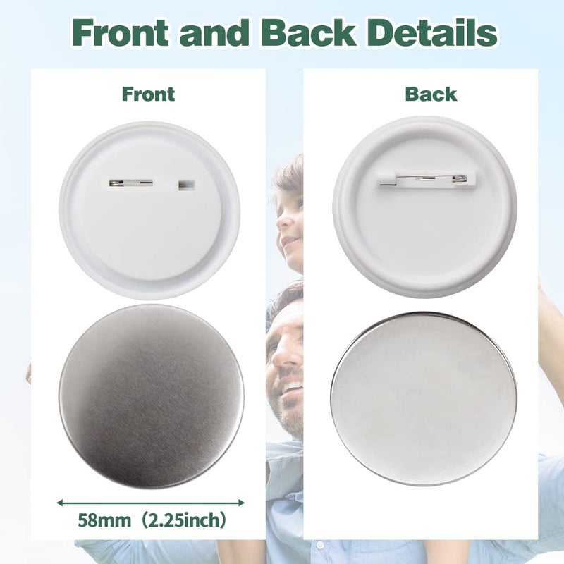 Mostme 200 Sets 58mm/2.25 inch Button Supplies Button Parts for Button Maker Machine 58mm  Round Badge Blank Button Pins  includes Plastic Button Pin Back Cover  Metal Cover  Clear Film&Blank Paper - Image 3